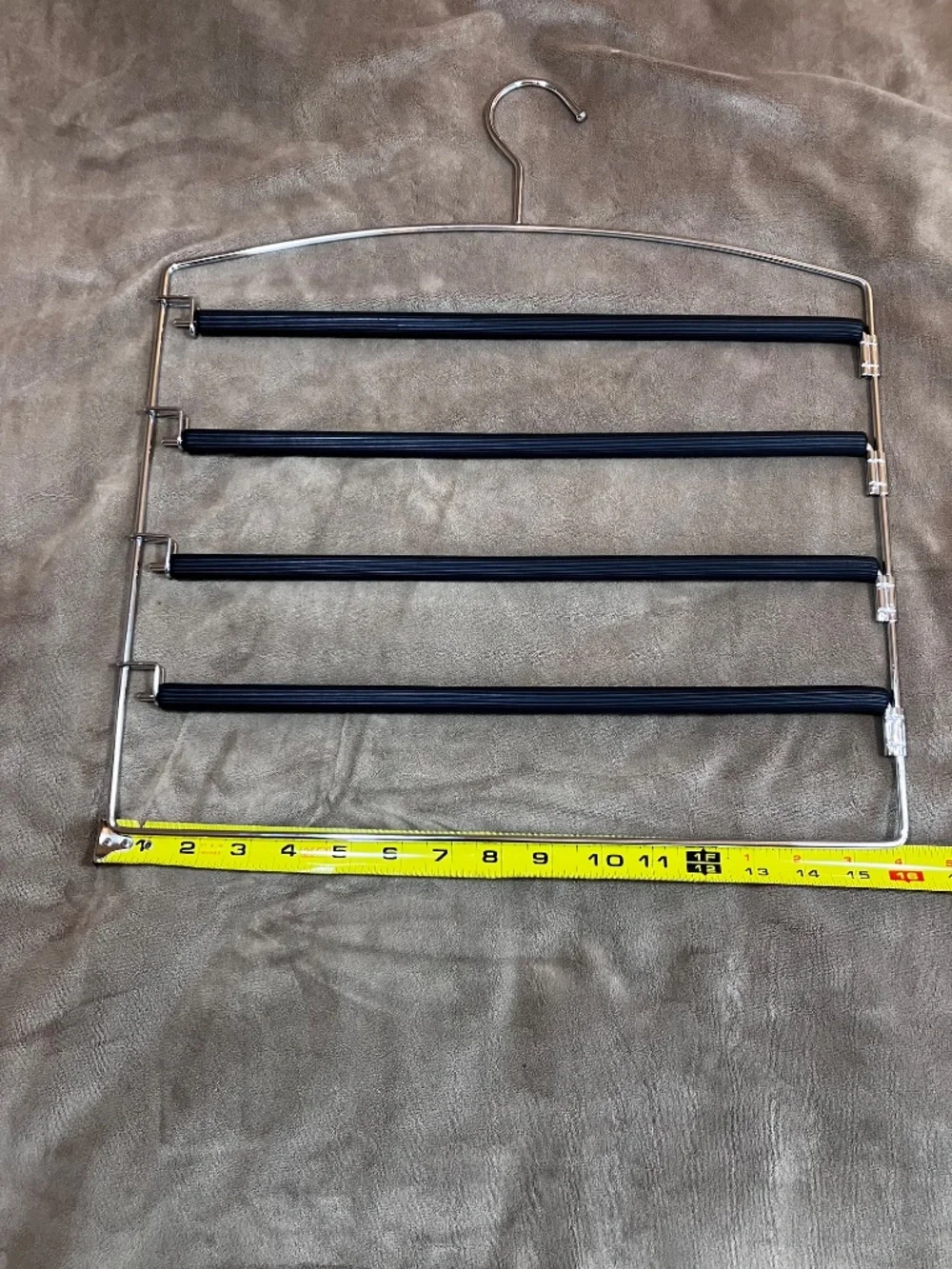 Classic Set of 4 Four-Tiered Pants Hangers with Steel & Non-Slip Rubber Clamps